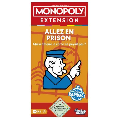 Monopoly Extension Allez en prison, rend le jeu Monopoly classique plus amusant et plus rapide, jeux de plateau, 2 a 6&nbsp;joueurs,