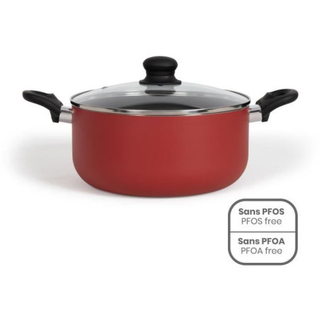 Faitout - LIVOO - MEP150R - 24 cm - Antiadhésif sans PFOA ni PFOS - Poignées silicone - Tous feux dont induction