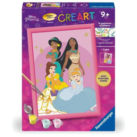 CreArt Kids 18x24cm Disney Princess, Kit de peinture par numéros Numéro d'Art, Des 7 ans, 25843, Ravensburger