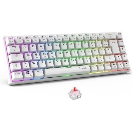 Clavier Gamer sans fil - The G-Lab - KEYZ TITAN - Mécanique (Switch Rouge) - Azerty - Triple mode - RGB - Blanc