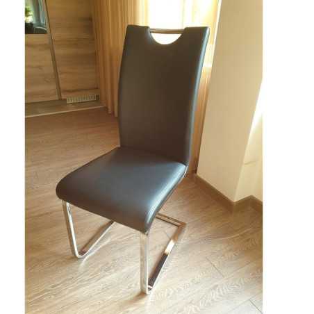 Chaise de salle à manger en polyuréthane+pieds en chrome marron 57×42×99.5