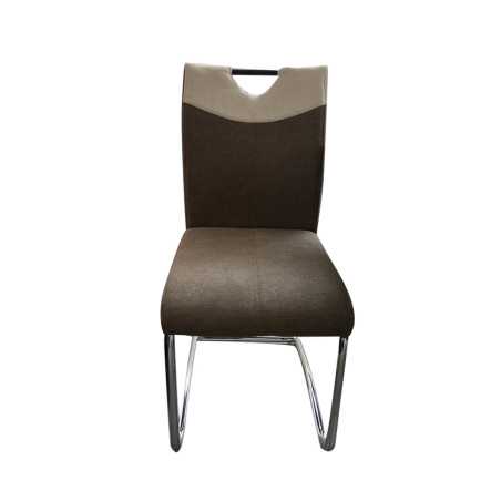 Chaise de salle à manger pieds en chrome main light beige