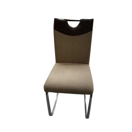 Chaise de salle à manger pieds en chrome main marron