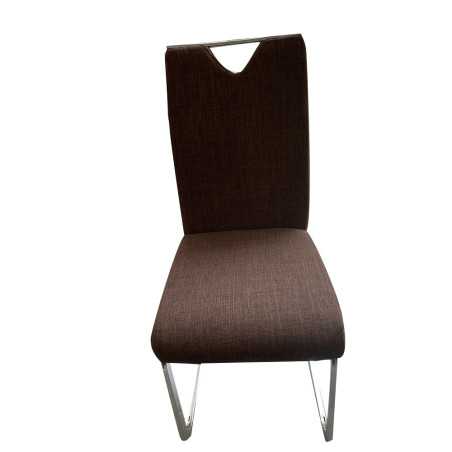 Chaise de salle à manger en tissu+pieds en chrome marron 7×42×99.5
