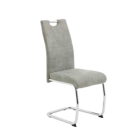 Chaise de salle à manger en tissu+pieds en chrome gris 7×42×99.5