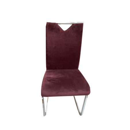 Chaise de salle à manger en tissu+pieds en chrome wine red 7×42×99.5