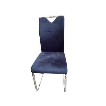 Chaise de salle à manger en tissu+pieds en chrome dark bleu 57×42×99.5