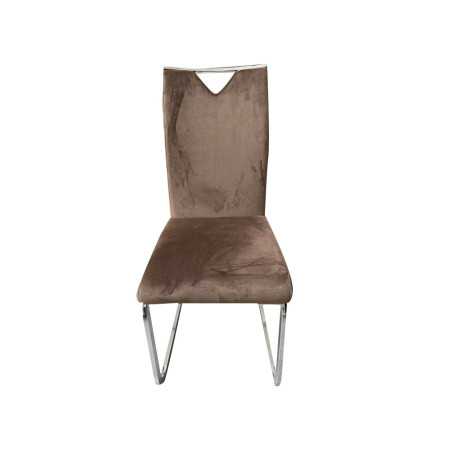 Chaise de salle à manger en tissu+pieds en chrome light marron 7×42×99.5