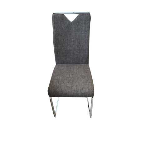 Chaise de salle à manger en tissu+pieds en chrome gris foncé 7×42×99.5