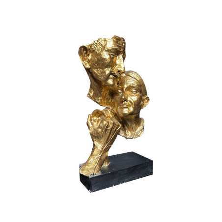 Statue vieil amant 26cm doré / socle noir