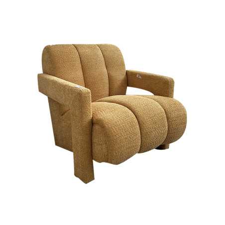 Fauteuil en tissu avec cadre en bois jaune