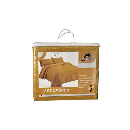 Couvre-lit + 2 taies d’oreiller polyester 240x260-50x70cm Jaune