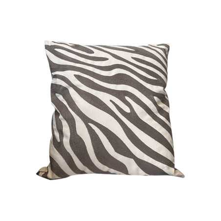 Housse de coussin en broderie toile/polyester 45x45 zèbre design
