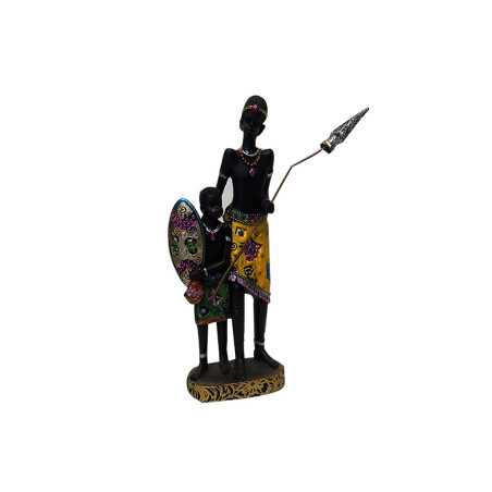 Statue homme et garçon africains 22cm