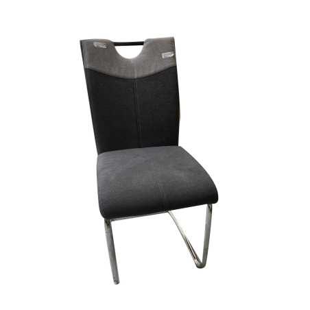 Chaise de salle à manger pieds en chrome main gris foncé