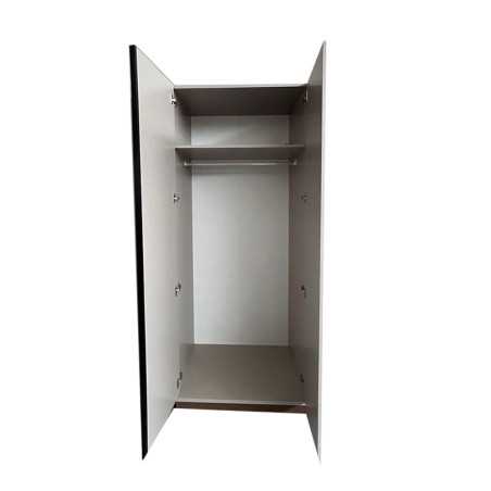 Yakut 2 module portes vitrées armoire 83x60x230cm module 2 étagères et 2 tiroirs et led cappuccino
