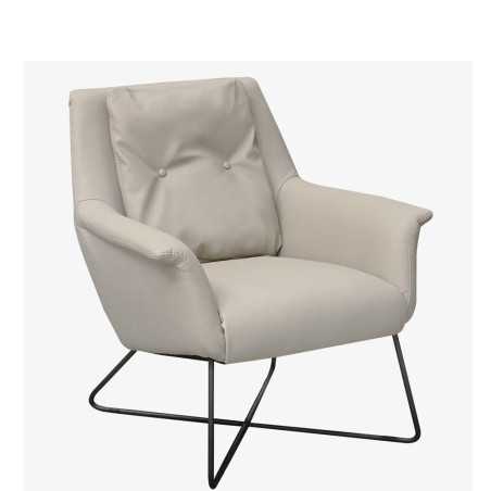 Fauteuil en cuir et split 84x87x50 lt gris