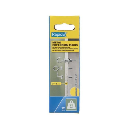 Bouchons d'expansion - RAPID - Modele 5001556 - Ø8x32 mm - Vis Ø4 mm - Lot de 12 pcs
