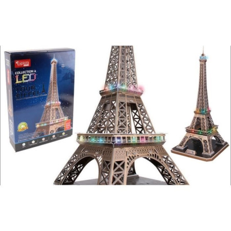 Maquette 3D - EXPLORA - Tour Eiffel - Lumineuse LED - 84 pieces - a monter soi-meme