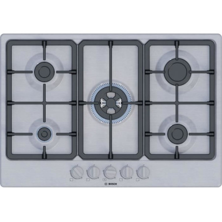 Table de cuisson a gaz - BOSCH Série 4 - 5 foyers - 52 x 75 x 4,5 cm - PGQ7B5K90 - Inox