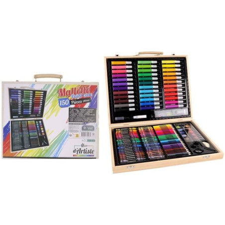 Mallette de dessin - MAIN D'ARTISTE - 150 Pieces - Loisir Creatif - Des 5 ans