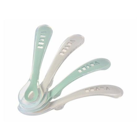 Lot de 4 cuilleres - BEABA - 2eme âge - En silicone - Natural set