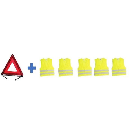 Pack sécurité - HTC EQUIPEMENT - 1 triangle + 5 gilets de sécurité adulte XL