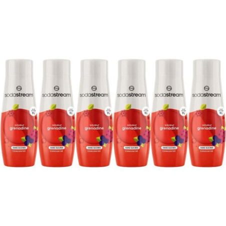 Concentrés SODASTREAM - Lot de 6 concentrés Grenadine sans sucres - Jusqu'a 54L de boissons - 440 ml