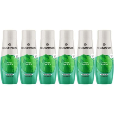 Concentrés SODASTREAM - Lot de 6 concentrés Menthe sans sucres - Jusqu'a 54L de boissons - 440 ml