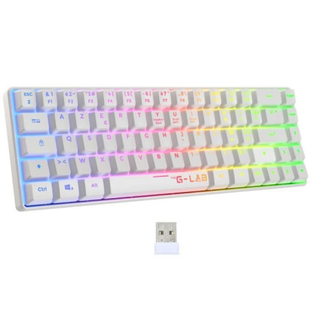 Clavier Gamer - Membrane - The G-Lab - KEYZ HYDROGEN WL - Rétroélairage arc-en-ciel - Sans fil - Semi mécanqiue - Azerty - Bl