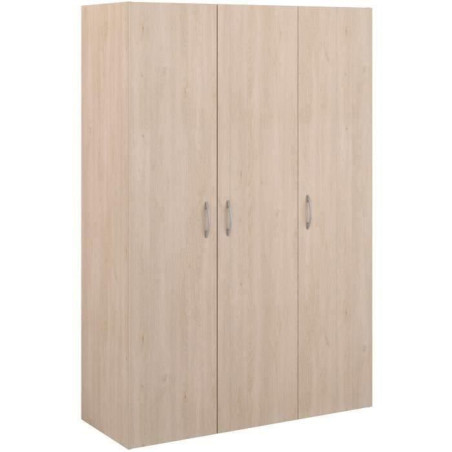 Armoire - EASY LIFE - Décor Chene clair - 3 portes battantes - L120,2 x H180 x P49,7cm - PARISOT EASY LIFE