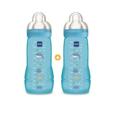 MAM Easy Active 2eme Âge Biberon +6m Bleu Plage Lot de 2 x 330ml