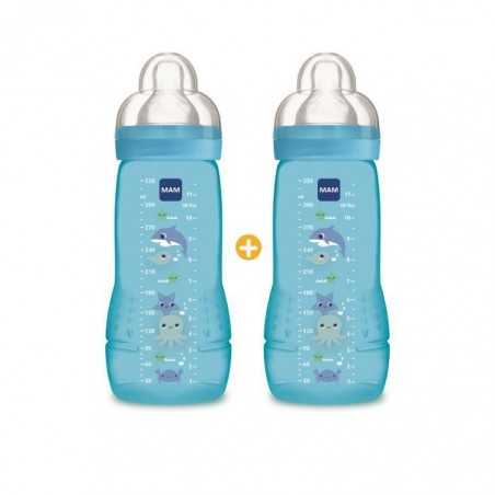 MAM Easy Active 2eme Âge Biberon +6m Bleu Plage Lot de 2 x 330ml