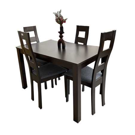 Table à manger en bois massif + 4 chaises assises capitonnées