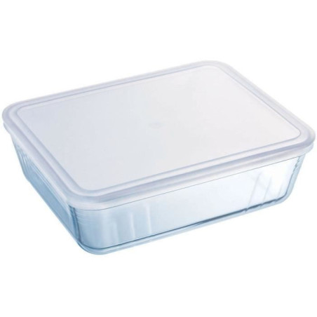Boîte de conservation rectangulaire - PYREX - 1451005 - Couvercle en plastique - Verre borosilicate - 22 x 17 cm