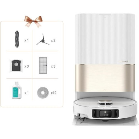 Aspirateur Robot Laveur Dreame X40 Ultra Complete avec Serpilliere a détacher et a soulever, Nettoyage extensif par Brosses