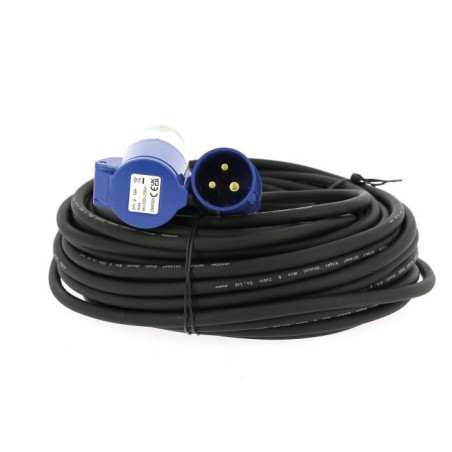 Rallonge secteur - EZA - 25m - Section de câble 1,5 mm² - 220 V - 16 A - CEE17 - Avec sac de transport