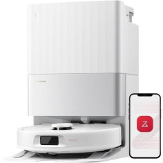 ROBOROCK QREVO 5AE - Aspirateur Robot Laveur avec Station - Puissance 12000 Pa - Serpillieres FlexiArm - Double Anti-emmelement