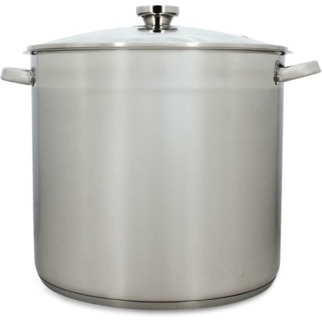 Marmite avec couvercle - MENASTYL - 4615451 - En acier inoxydable - 17 litres - 32 cm - Tous feux dont induction