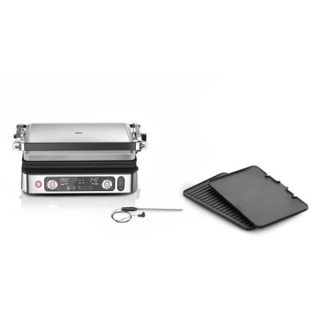 Grill multifonctions - BRAUN - Multi Grill 9 Pro - 2200 W - 3 positions de chauffe - Noir / Acier