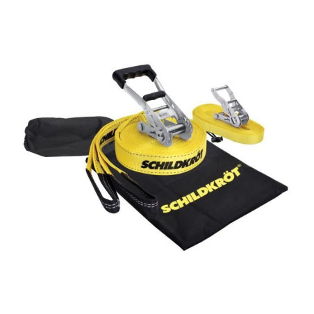 Slackline - SCHILDKROT&nbsp;- 15 m de long x 5 cm de large - Cliquet en métal - Sangle d'apprentissage incluse - Max 150 kg