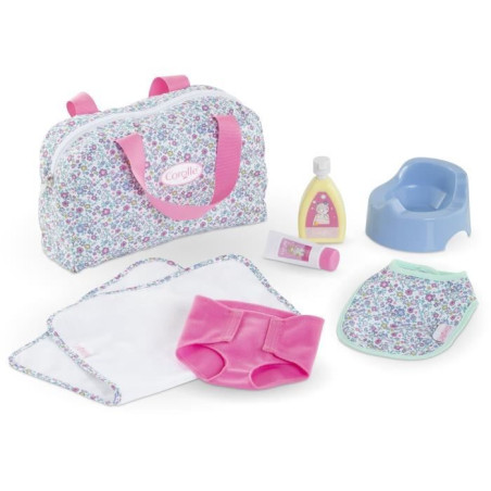 Accessoires poupons - COROLLE - Coffret Accessoires a Langer Floral - 7 accessoires - des 2 ans