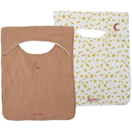 Lot de 2 bavoirs - DOMIVA - Savane - Encolure américaine - Coton doux et absorbant