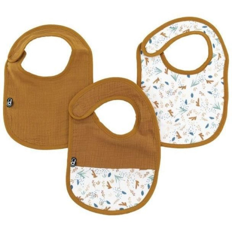 Petit Bateau Lot De 2 Bavoirs Bébé Coton Imprimé - Boutons Pression Et Éponge