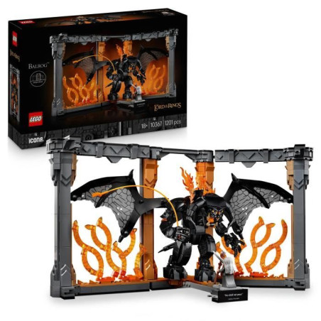 LEGO Icons Le Seigneur des Anneaux : Book Nook du Balrog - Set de Construction - Décoration pour Étagere DIY - Minifigurine de