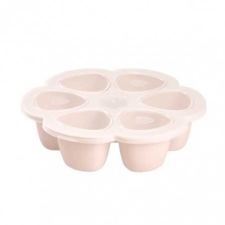BEABA Multiportions en silicone de qualité premium, résistance thermique, couvercle hermétique, Fabriqué en Italie, 6x90 ml rose