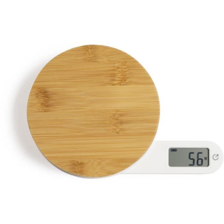Balance de cuisine dynamo - LIVOO - DOM466 - Plateau bambou - Sans pile ni chargement - Max. 5 kg - 4 unités de mesure - Ecran