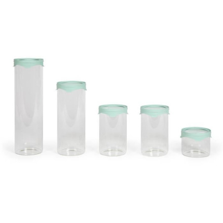 Set de 5 bocaux de conservation - LIVOO - MEN399 - 450 ml - Verre borosciliate - Couvercle en silicone et verre