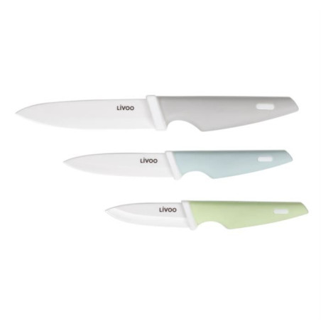 Bloc de 3 couteaux - LIVOO - MEC137 - 7,5 / 10 / 12,5 cm - Lame céramique - Compatible lave-vaisselle