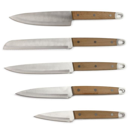 Set de 5 couteaux - LIVOO - MEC129 - Couteaux : chef, a pain, de cuisine, tranchelard et office - Acier inoxydable - Manche en h